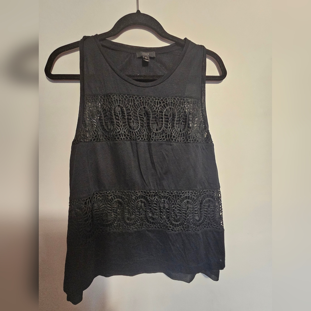 J. Crew Black Lace Detail Top